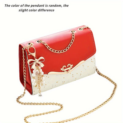 Elegant Korean Fashion Crossbody Bag with Sequins, Lightweight Polyester-Lined Handbag with Metal Chain, Versatile for Daily Use & Travel, Ideal for Birthday, Thanksgiving, Halloween, Christmas Gifts