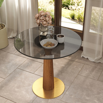 33.5" Round & Square Dining Table for 2-4 People(Only Table, Chair Not Included), Marble Meeting Room Table Multipurpose Conference Table with Soild Wood Base for Office