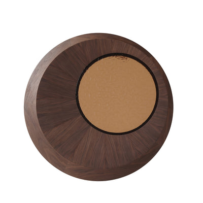 35, 43" Round Nesting Coffee Table Set 2, Mid Century Modern CoffeeTable Round Coffee Table, Walnut & Temper Glass Surface, Round Center Coffee Table for Living Room/Farmhouse/Office/Studio, Living Room Decor, Farmhouse Style