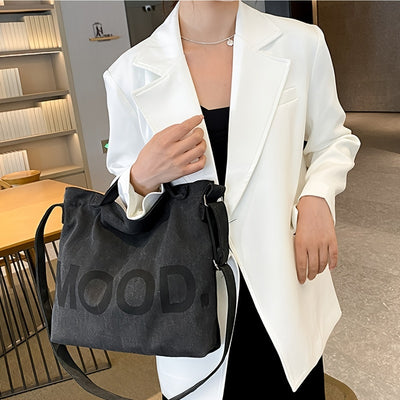 Large-capacity Ins Korean Student Letter Canvas Tote Bag, Simple And Versatile One-shoulder Crossbody