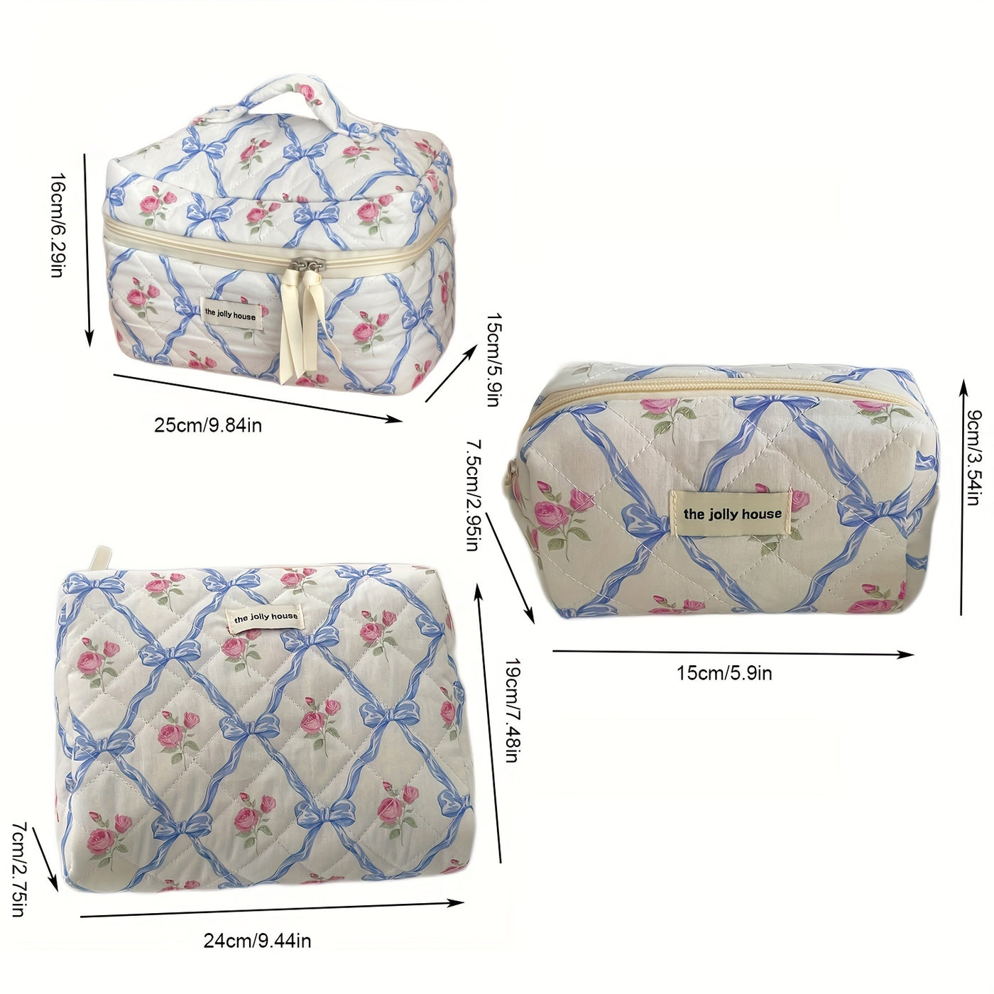 Portable High-Quality Makeup Bag - Korean-Style Bowknot Flower Design - Large Capacity for Toiletries, Perfect for Travel