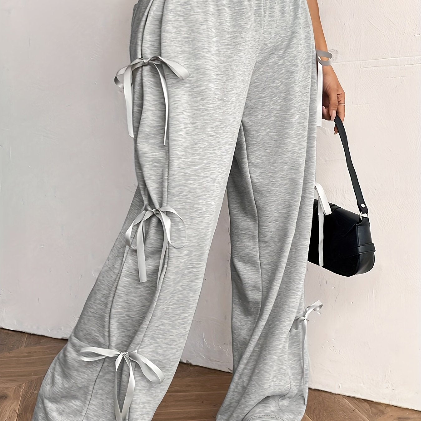 Straight-Leg Pants with Side Bow Tie & Back Pockets