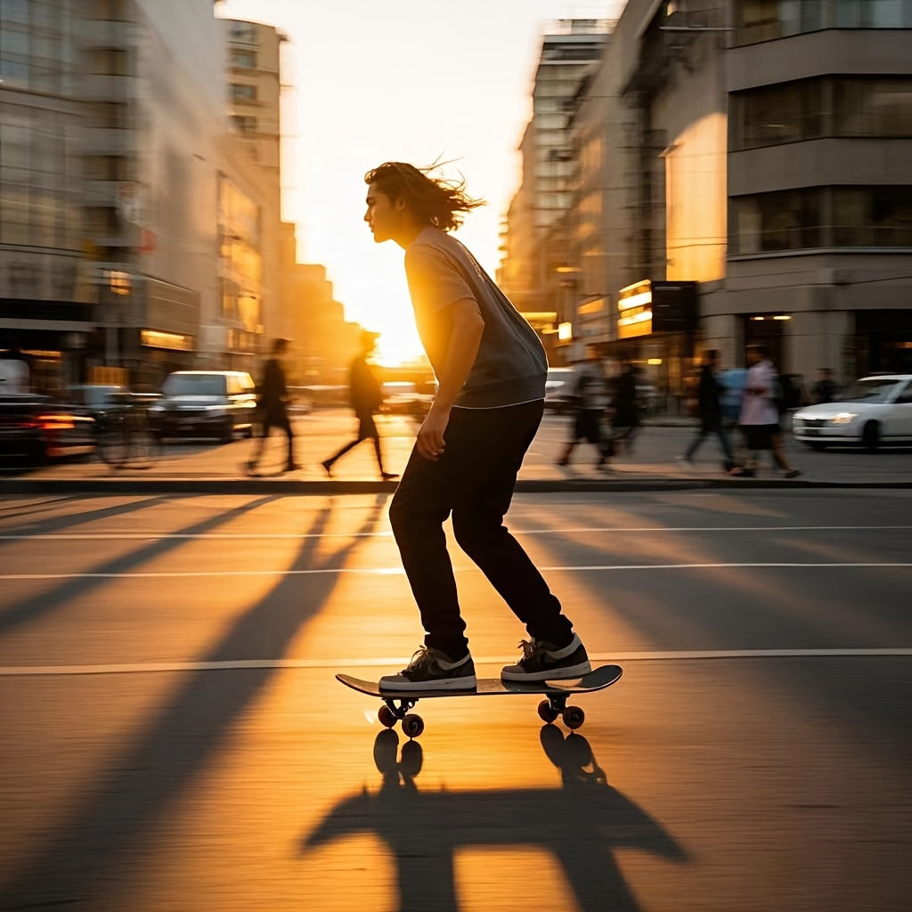 Beginner-Friendly Skateboard with Lightweight PP Material, Smooth Carbon Steel Bearings, 220.46LB Load Capacity – Perfect for Learning to Skate, Black Deck with Yellow Accents, Transparent Wheels for Easy Visibility