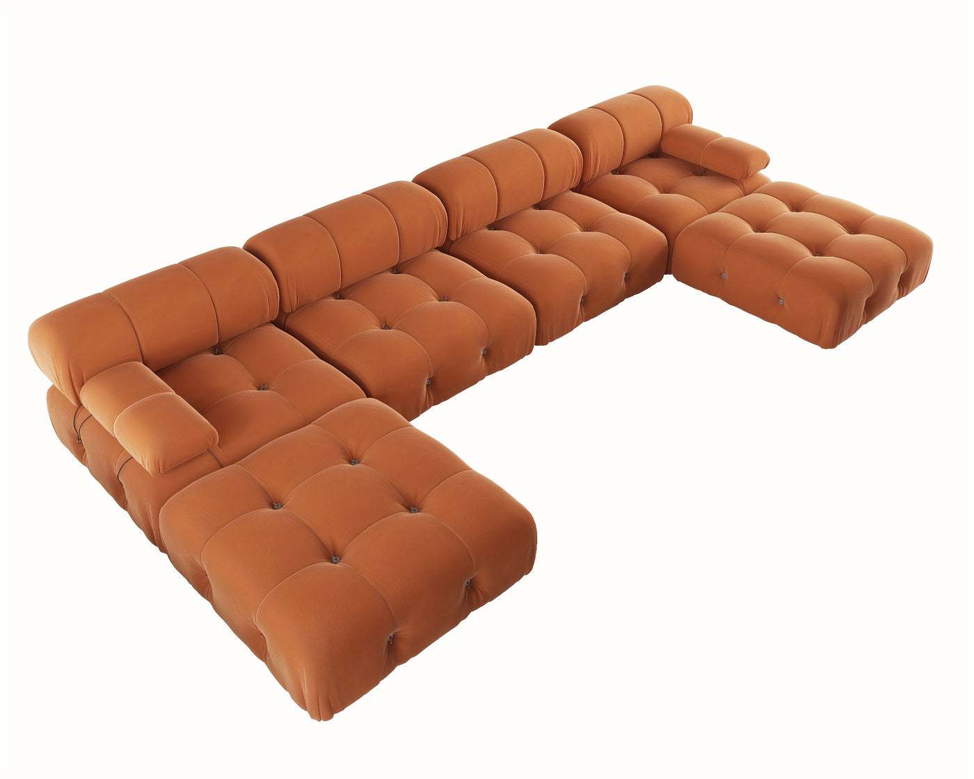 U-Shaped Minimalist Velvet Sofas, 138.6" Convertible Modular Sectional Couch, Modern Comfy Sectional Couches with 2 Chaise Ottomans for Living Room Office Apartment