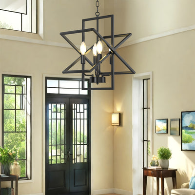 4-Light Farmhouse Dining Room Light Fixture/Chandelier Over Table, Modern Kitchen Island Lighting, Industrial Foyer Lighting Fixtures, For Living Room, Bedroom, Foyer, Stairway, Entryway