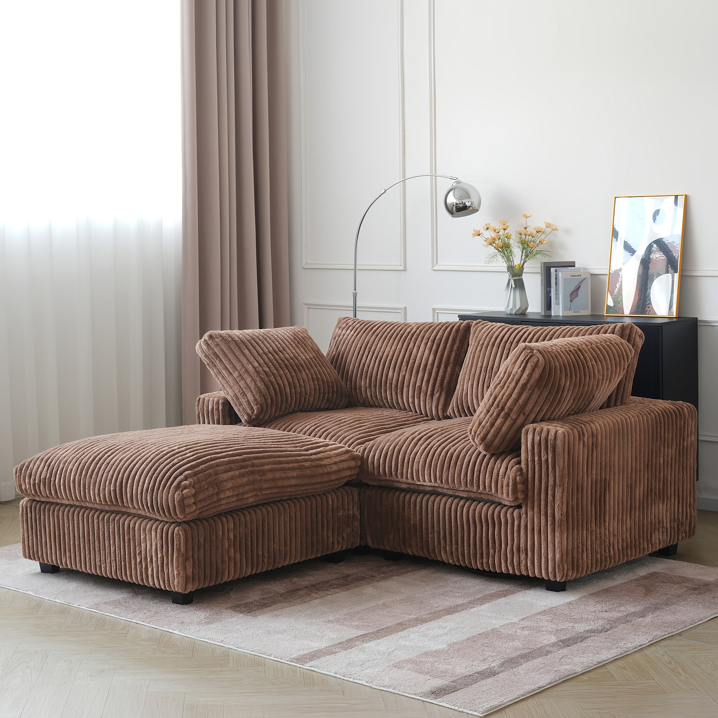 Modern Convertible Sleeper Sectional Sofa - Modular Living Room Couch with Washable Covers, Deep Seat Sleeper Sofa Bed, Space-Saving Design for Apartments, Lofts, Guest Rooms - No Assembly Required, Easy-Clean Fabric Upholste
