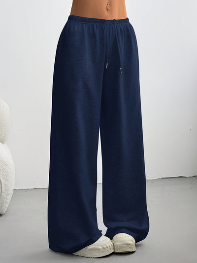 3pcs Women's Casual Wide-Leg Pants, Elastic Waistband - Loose Fit Medium Stretch Fabric, Machine Washable, Spring Summer Autumn Casual Wear, Athletic Joggers