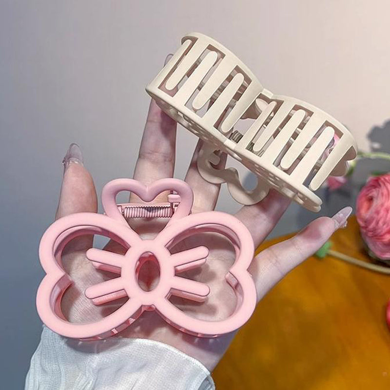 Korean Cute Bowknot Hair Clip Plastic Claw Clip Candy Color Crab Hair Clip