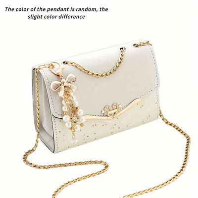 Elegant Korean Fashion Crossbody Bag with Sequins, Lightweight Polyester-Lined Handbag with Metal Chain, Versatile for Daily Use & Travel, Ideal for Birthday, Thanksgiving, Halloween, Christmas Gifts