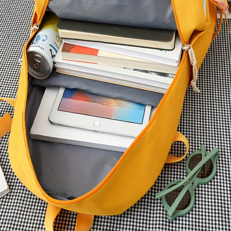 New Five-piece Backpack Korean Version Of The School Bag Women's Lightweight Harajuku Ins Casual Backpack Cute Bear Pendant Backpack
