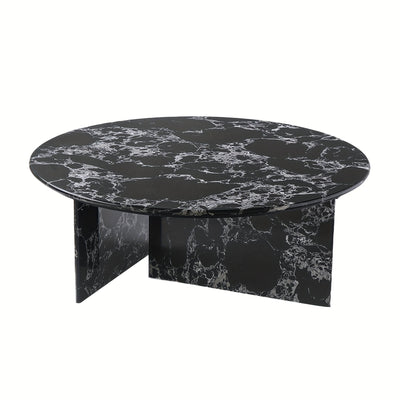 33.5" Marble Round Coffee Tables For Living Room, Center Table For Waiting Area, Space-Saving Coffee Table For Living Room
