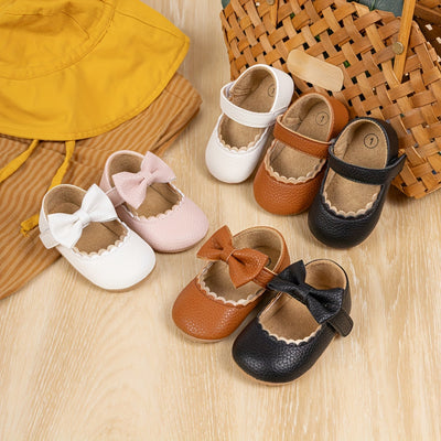 Infant Baby Girls Mary Jane Flats, Soft Sole Princess Dress Shoes Crib Shoes First Walker Shoes
