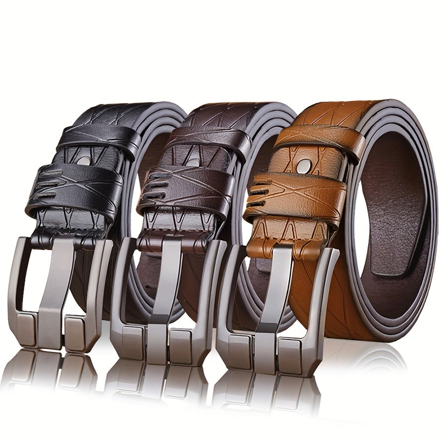 Retro Men'S Needle Buckle Belt with High Quality Faux Leather Casual Business Belt, Youth Retro Simple Belt, Korean Edition