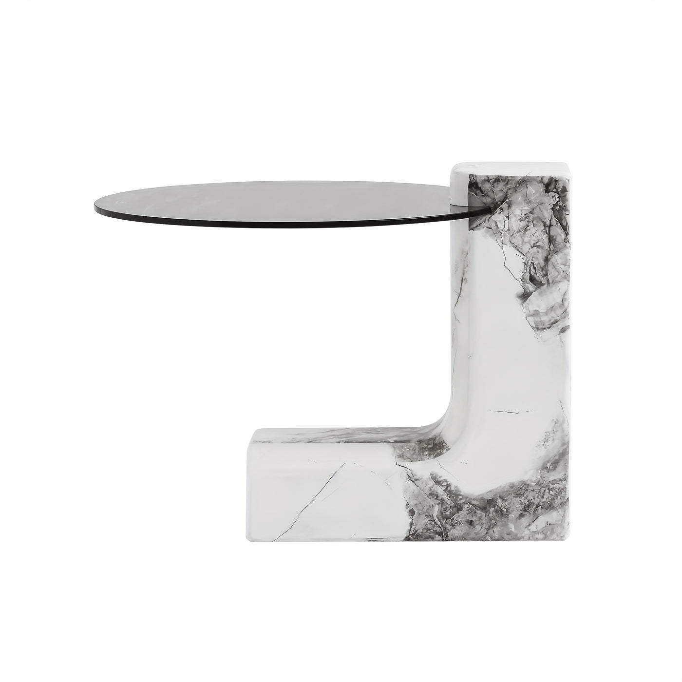 Modern Round Nesting Coffee Tables Set Of 2, Coffee Tables with Faux Marble Texture Surface And C-Shaped Side Table, Nesting Coffee Tables for Living Room/Apartment, Nesting Coffee Table Set, Coffee Table for Living Room, Cof