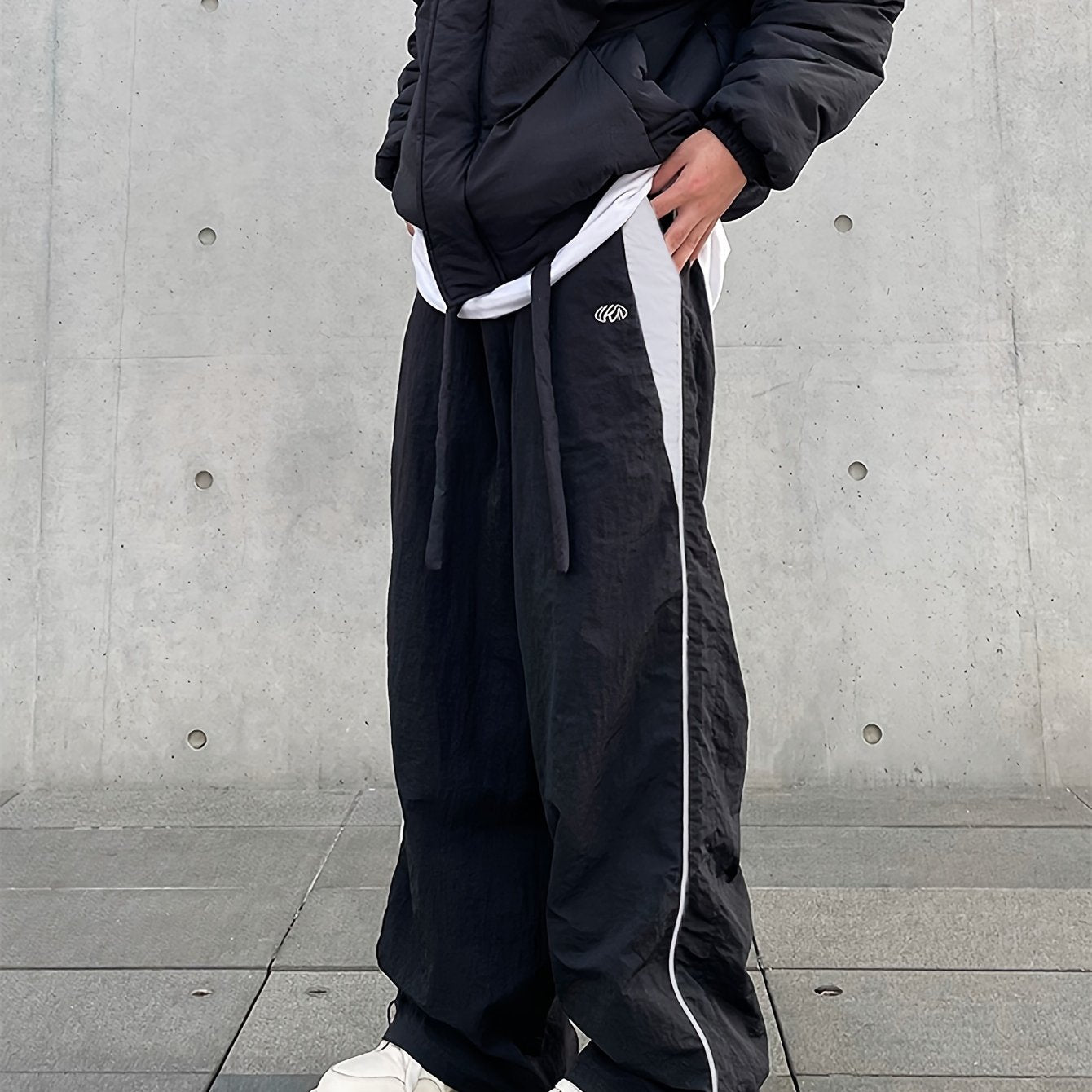 Y2K Korean Casual Parachute Pants, Wide-Leg Joggers, Long Trousers for Women, Oriented Style.