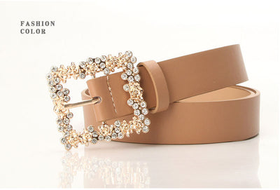2023 Women'S Fashion Accessory, Elegant Alloy Rhinestone Pin Buckle Belt, Versatile Dress Decorative Accessory, Casual & Sporty Style, Hand Washable - Ideal for Weekend and Festive Occasions, Weekend Casual Wear|Elegant Acces