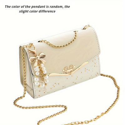 Elegant Korean Fashion Crossbody Bag with Sequins, Lightweight Polyester-Lined Handbag with Metal Chain, Versatile for Daily Use & Travel, Ideal for Birthday, Thanksgiving, Halloween, Christmas Gifts