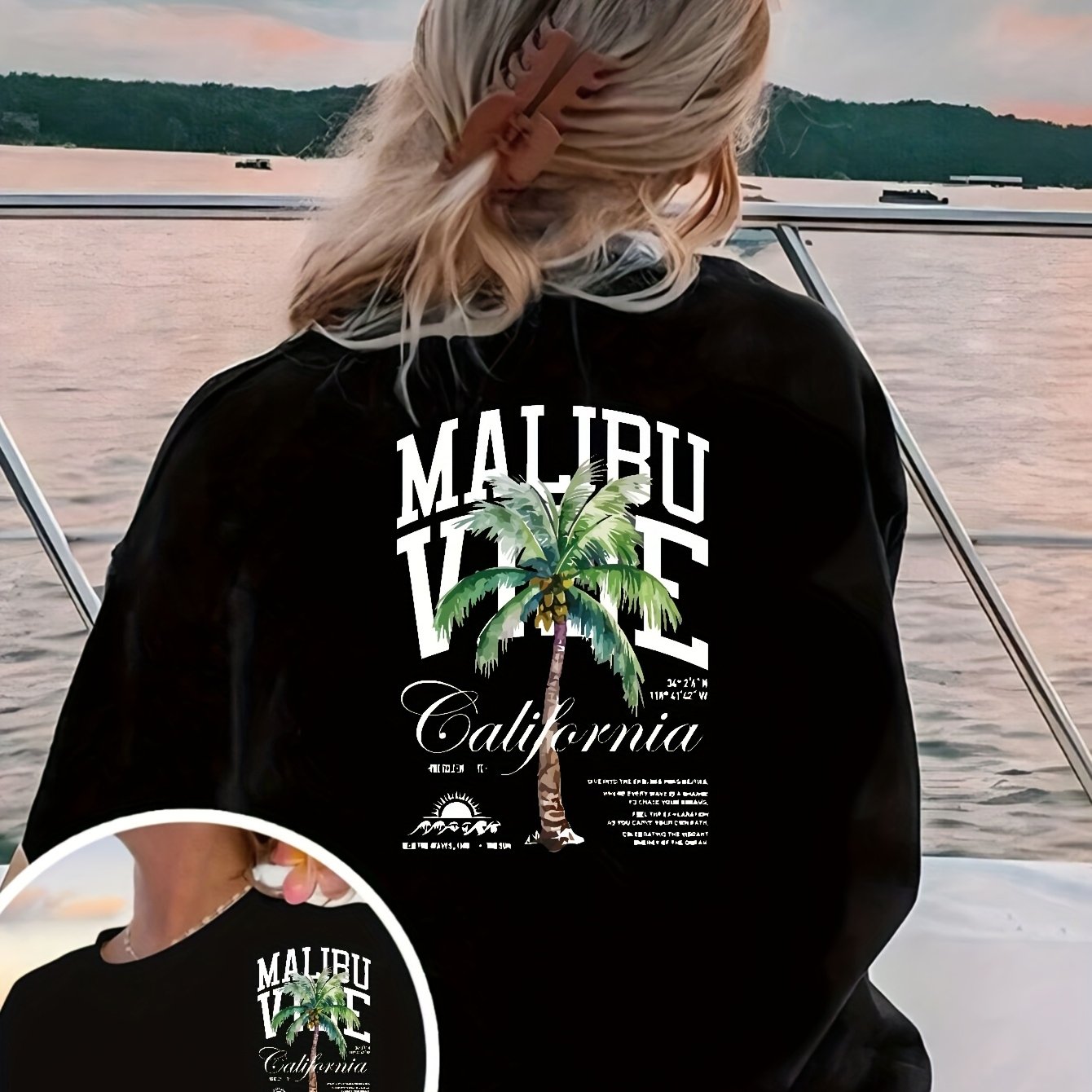 MALIBU VIBE California Graphic Long Sleeve T-Shirt