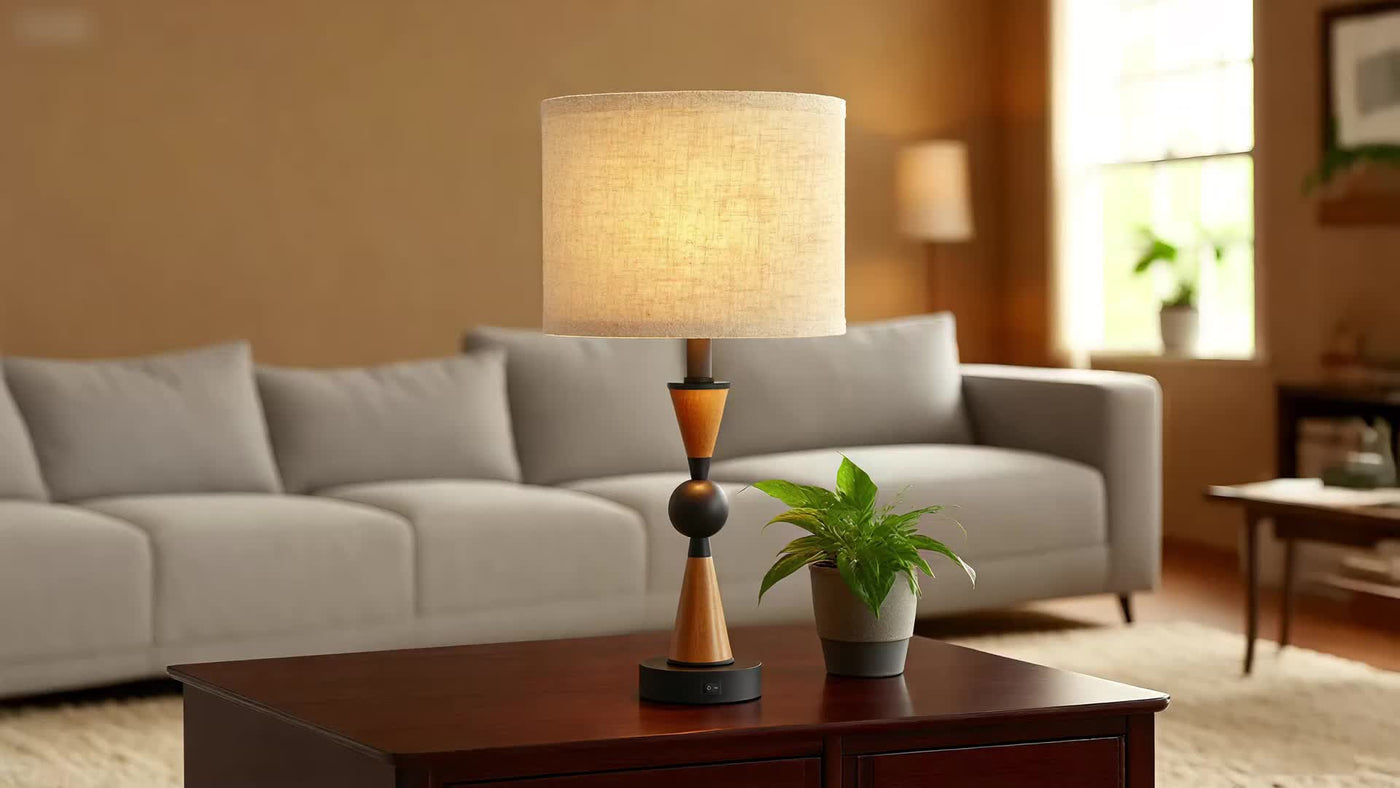 2 Sets USB-C & USB-A Dual Port Table Lamp with Linen Shade - Farmhouse & Industrial Bedside, Cordless-like, Switch-Controlled (No) - Easy Assembly Desk Lamp for Bedroom, Living Room, Nightstand (Compatible with, Lamps, Bedsid