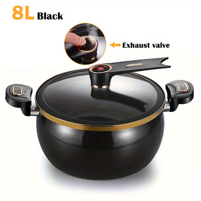 An 8 Liter (2.11 Gallon) Large Capacity Soup Pot, Enamel Large Capacity Soup Pot, Korean Deep Soup Pot, Noodle Pot, Suitable for Quick Cooking And Stewing, Multi-function Kitchen Stew Pot, Suitable for Gas And Induction Cooke