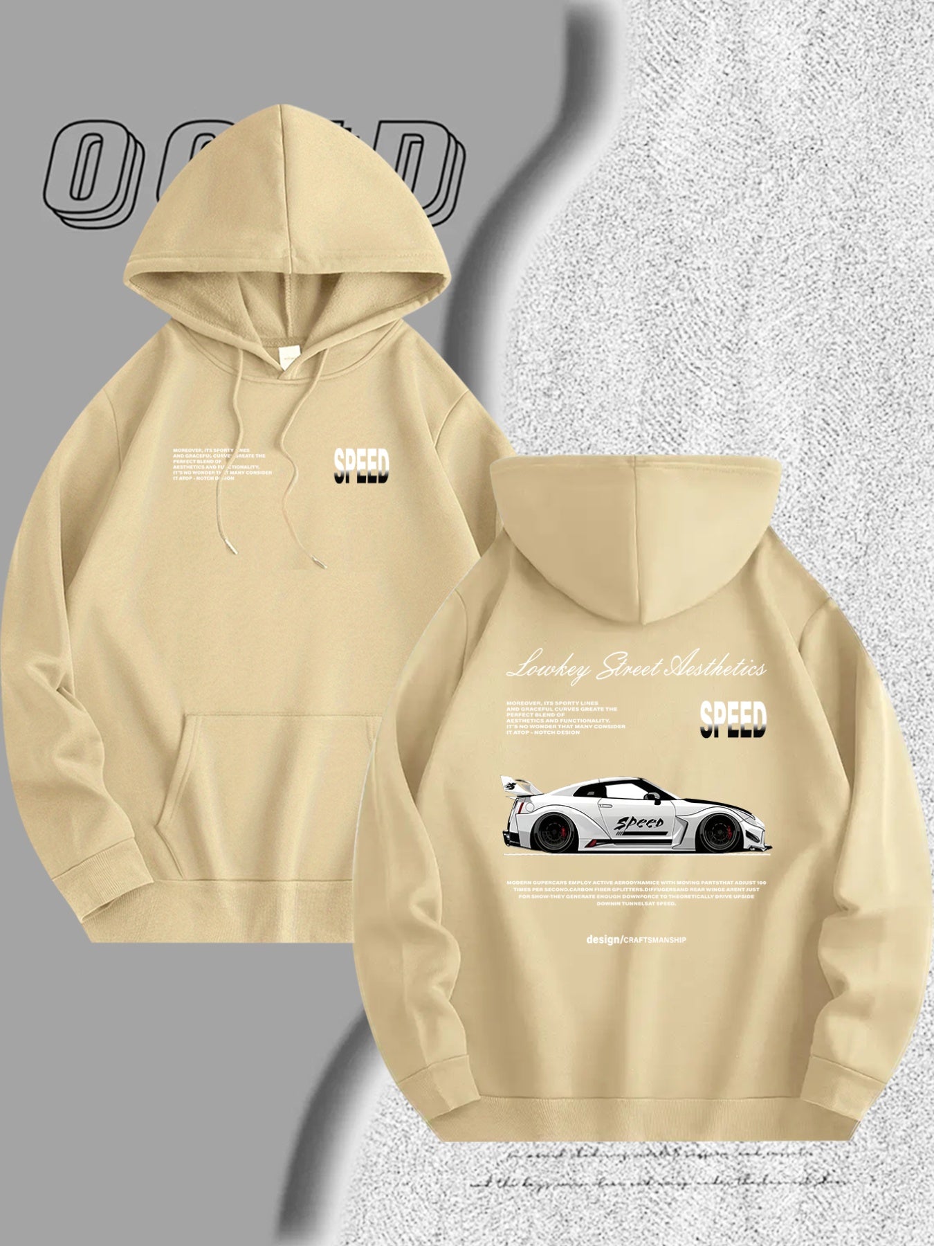 Men's Light Blue Racing Car Graphic Hooded Sweatshirt - Casual Long Sleeve Pullover with Speed & Speed Limit Print, Soft Hood, Machine Washable, Automotive Enthusiast Apparel