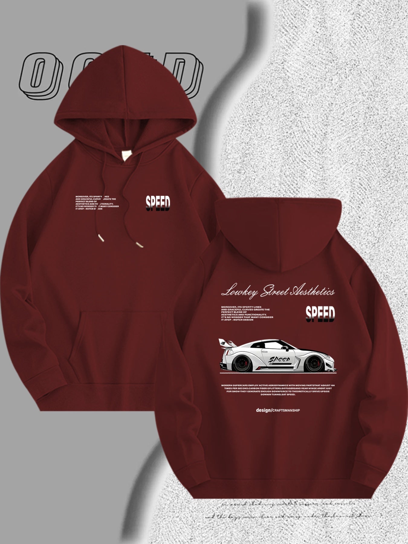 Men's Light Blue Racing Car Graphic Hooded Sweatshirt - Casual Long Sleeve Pullover with Speed & Speed Limit Print, Soft Hood, Machine Washable, Automotive Enthusiast Apparel