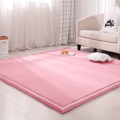 1pc Japanese Tatami Mat, Coral Velvet Mellow Mat, Baby Play Mat For Floor, 1.2 Inch Thick Crawling Rugs, Padded Foam Area Mat For Kids Playroom, Playpen, Nursery, Living Room, Yoga Mat, Non-Slip Backing
