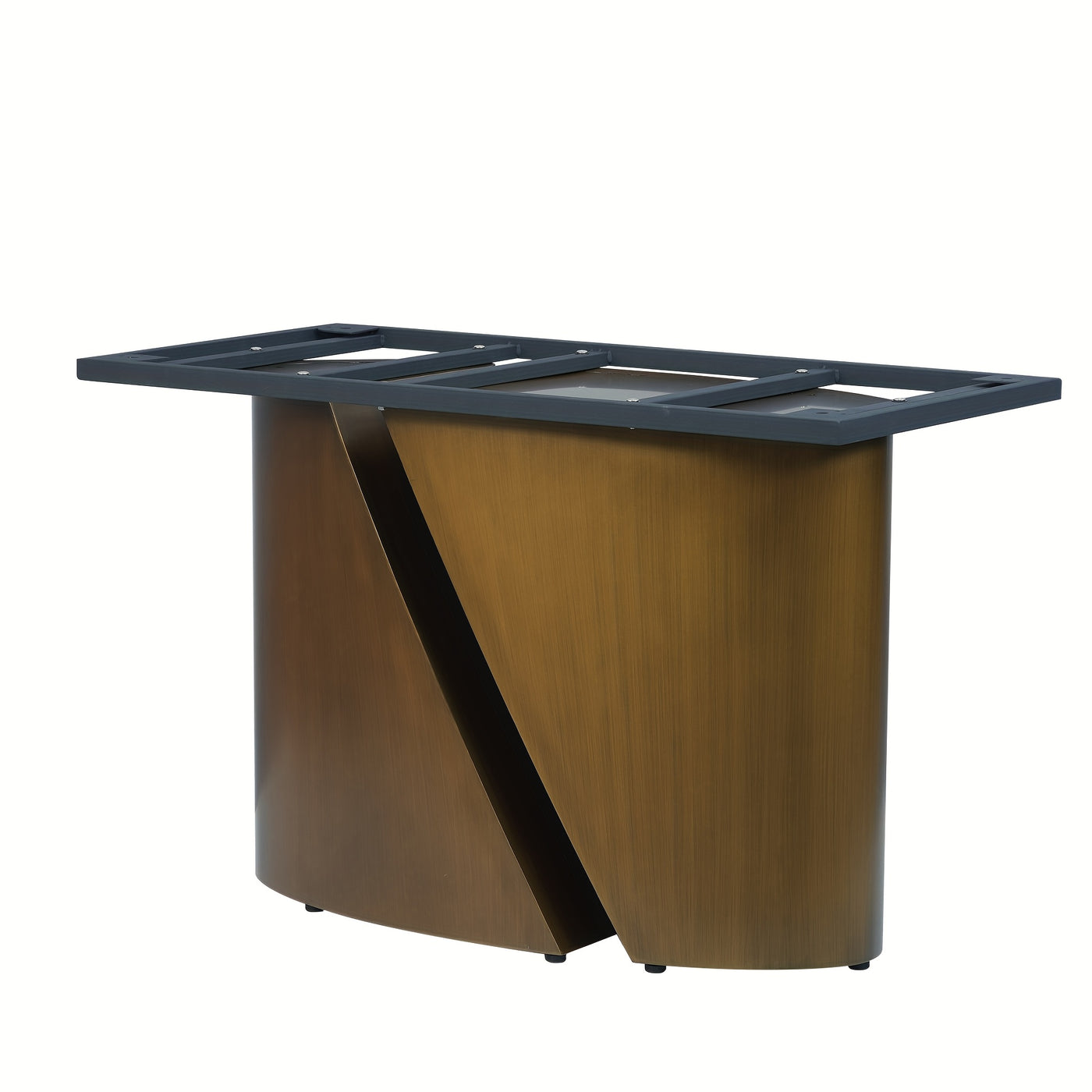 Modern Marble Dining Table for 6-8(Chairs Not Included), 63" White Rectangle Dining Table, Luxury Sintered Stone Dining Tabletop with Bronze Carbon Steel Pedestal Dinner Table for Kitchen Dining Room