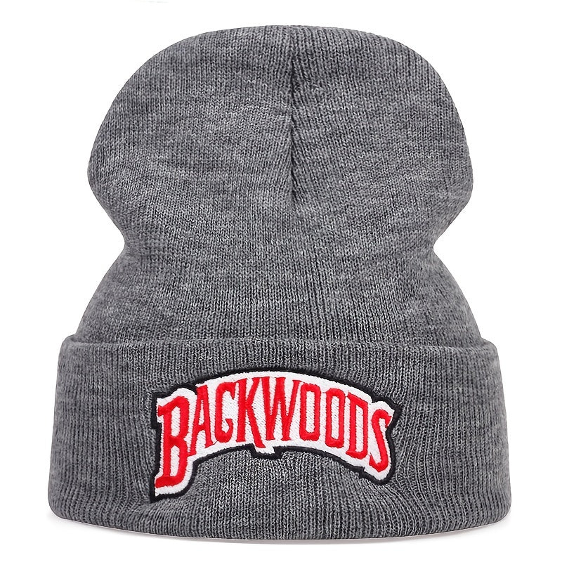 1pc Cozy "BACKWOODS" Thermal Knitted Hat for Men - Soft, Warm, and Breathable - Ideal Gift Choice for Outdoor Enthusiasts and Casual Wear