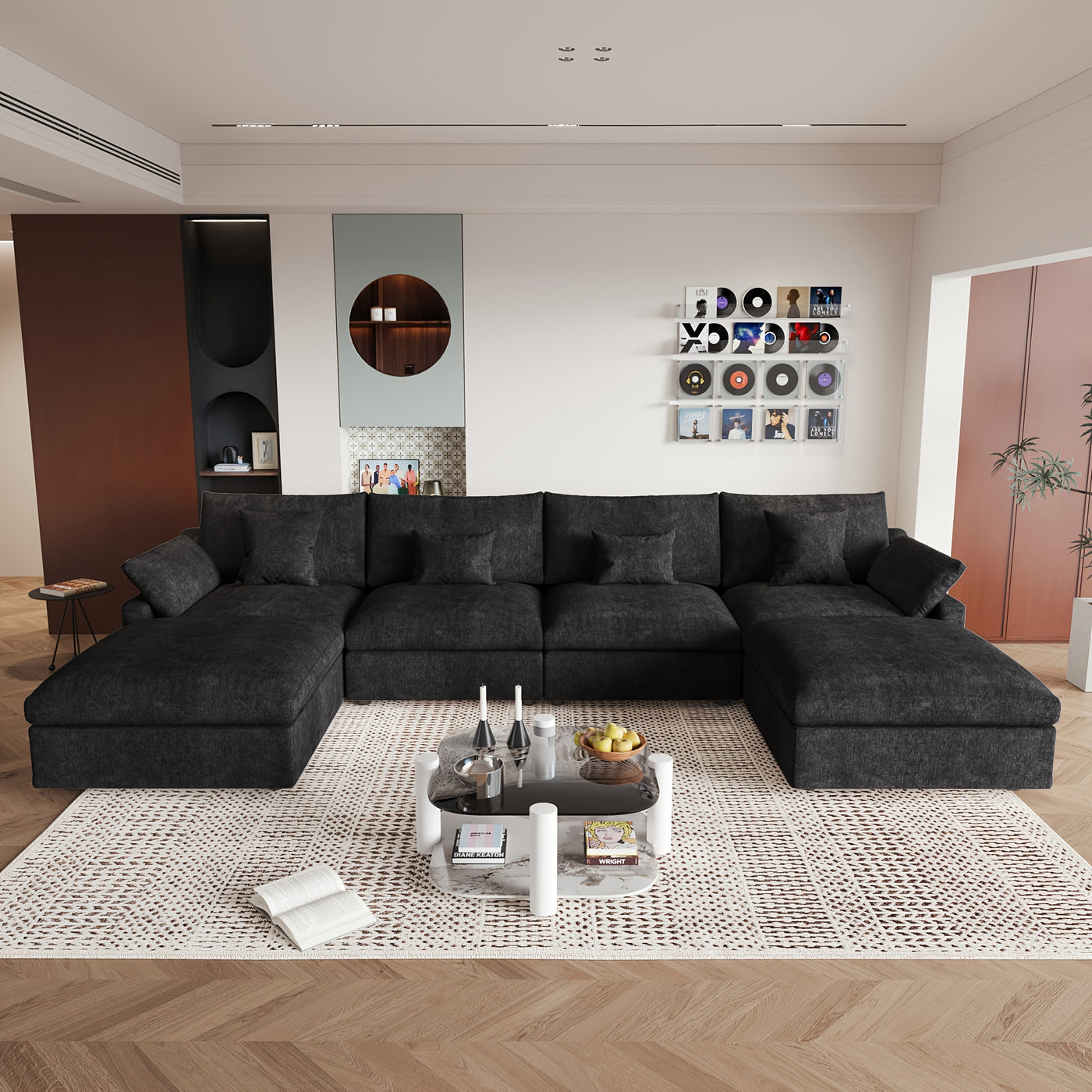 Extra Large Modular Sectional Sofa - 155.9" U-Shaped Couch with Chaise Ottomans, Modular Design, Removable Washable Sofa Covers, Plush Cushions - Modern Living Room Furniture for Large Spaces, Apartments, Homes - Easy Assembl