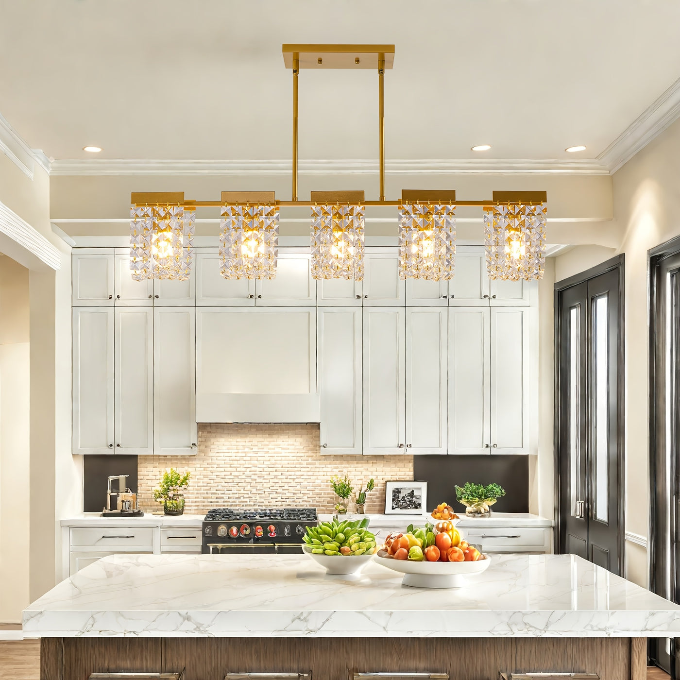36" 5-Light Crystal Chandeliers For Dining Room, Modern Dining Room Light Fixture, Farmhouse Kitchen Island Lighting, Vintage Hanging Pendant Lights, Dining Chandelier Over Table