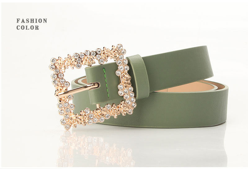 2023 Women'S Fashion Accessory, Elegant Alloy Rhinestone Pin Buckle Belt, Versatile Dress Decorative Accessory, Casual & Sporty Style, Hand Washable - Ideal for Weekend and Festive Occasions, Weekend Casual Wear|Elegant Acces