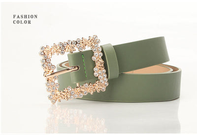 2023 Women'S Fashion Accessory, Elegant Alloy Rhinestone Pin Buckle Belt, Versatile Dress Decorative Accessory, Casual & Sporty Style, Hand Washable - Ideal for Weekend and Festive Occasions, Weekend Casual Wear|Elegant Acces