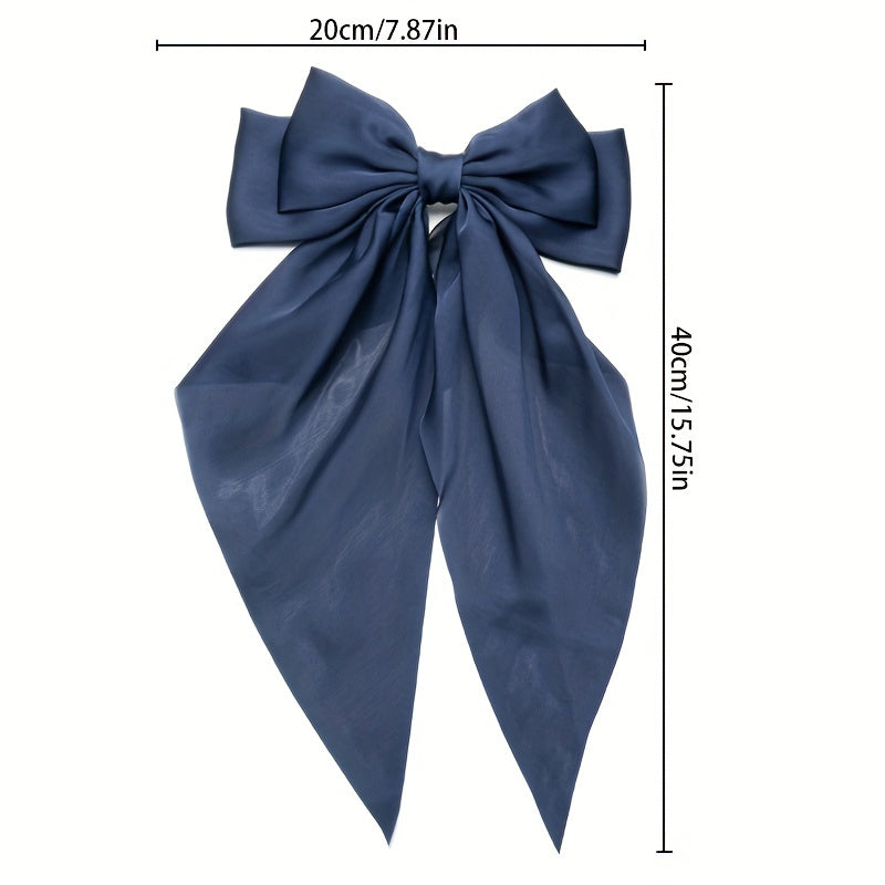 Korean Style Fashion Large Red Bow Knot Fabric Hair Clip Women Long Ribbon Butterfly Hair Clip