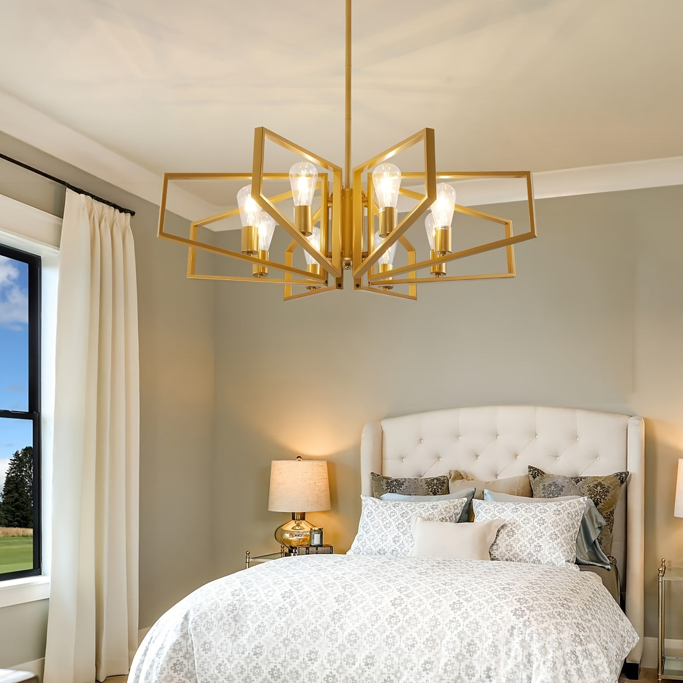 Modern Chandelier, 4Light & 8-Light Farmhouse Dining Room Light Fixture, Modern Industrial Chandelier For Living Room, Bedroom, Foyer, Stairway, Entryway