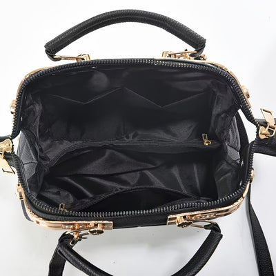 2025 Korean Fashion Women's Crossbody & Tote Bag - Detachable Shoulder Strap, Zipper Closure,, 5 Colors (Khaki/White/Red/Blue/Black)