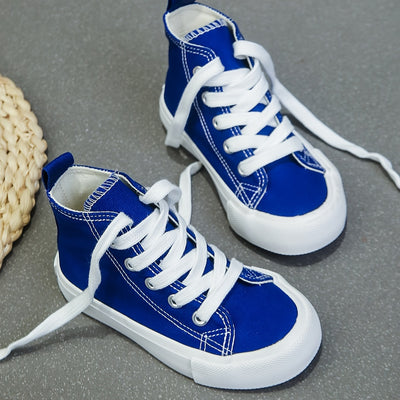 Versatile Unisex Korean Style Canvas Sneakers - Children's Mid-Top Casual Athletic Shoes - Fashionable and Classic for Spring/Fall and Skateboarding