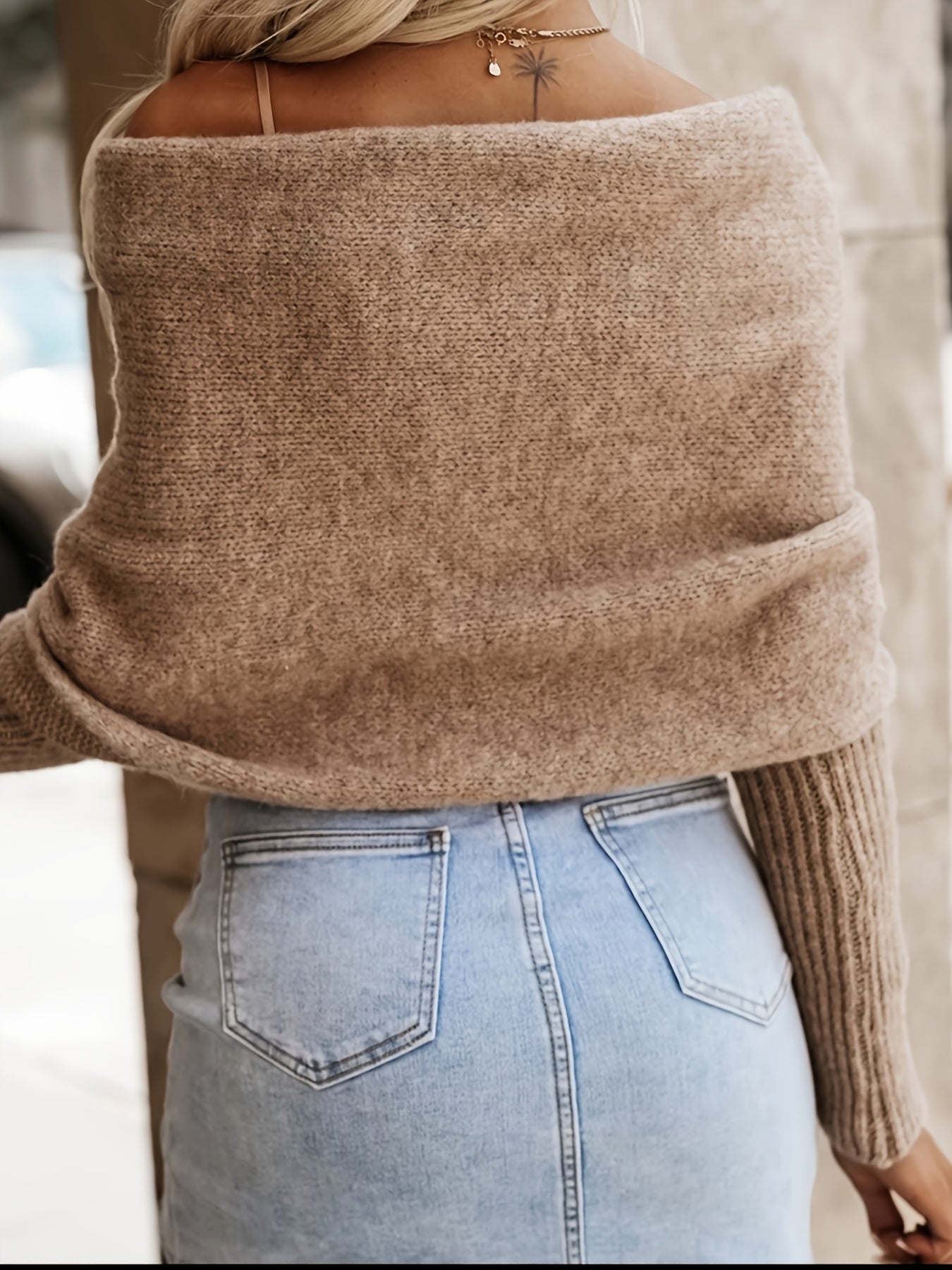 Elegant Off-Shoulder Long Sleeve Sweater