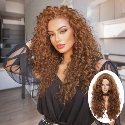 Voluminous Brown Curly Waves