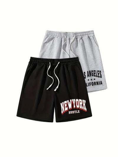 3pcs Sun Pattern Print Men's Fashion Drawstring Shorts Set, Casual Style Elastic Waist Summer Beach Shorts Fitness Sports Shorts, Japanese Style Shorts