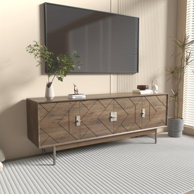 66'' TV Stands For Living Room, Modern Television Stand For 55/60/65 Inch TV, Farmhouse Entertainment Center With Storage
