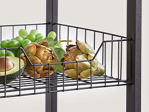 Kitchen Rack with sockets, 2 Metal Baskets, Microwave Shelf, 35x80x93.5 cm Industrial Design