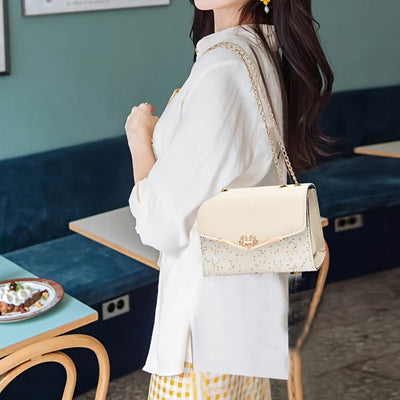 Elegant Korean Fashion Crossbody Bag with Sequins, Lightweight Polyester-Lined Handbag with Metal Chain, Versatile for Daily Use & Travel, Ideal for Birthday, Thanksgiving, Halloween, Christmas Gifts