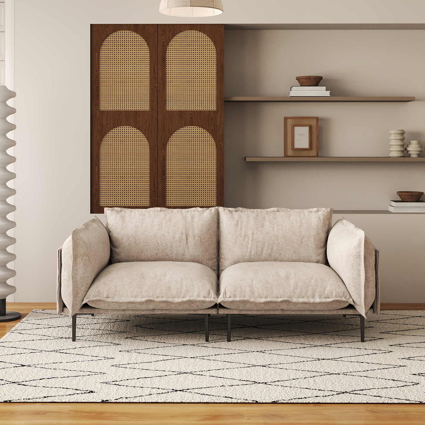 74" Modern Modular Loveseat Sofa - Space-Saving Sectional Couch with Deep Seat, Chenille Upholstery, Hardwood Frame, No Assembly Required, for Living Room, Apartment, Office - Orange Modern Furniture, Sectional Sofa for Livin