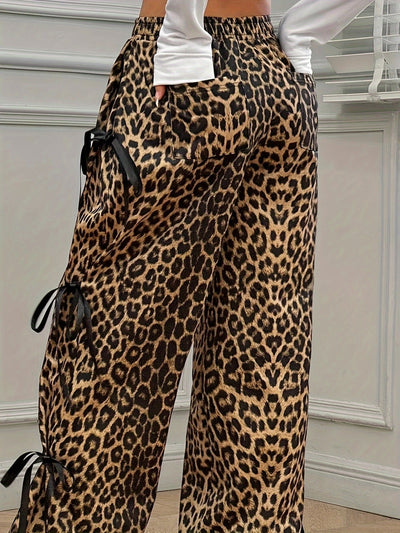 Straight-Leg Pants with Side Bow Tie & Back Pockets