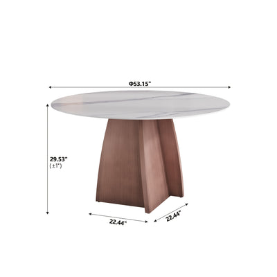 Dining Table for 6 - Sintered Stone Round Dining Table(Chairs Not Included), Modern Marble Dining Table, Glossy White Stone Tabletop, Circle Dining Table for Dining Room, Table Only