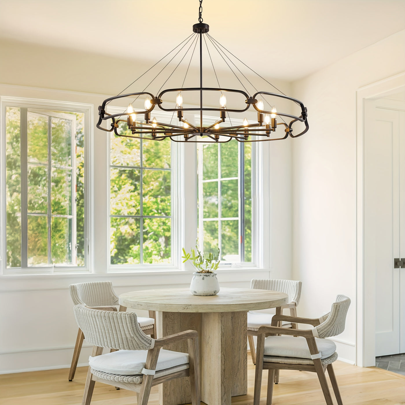 Industrial Style Silver Chandelier, 12-Light Modern Chandeliers For Dining Room, Farmhouse Chandelier For Entryway, For Living Room, Bedroom, Foyer