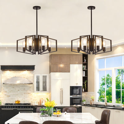 Modern Chandelier, 4Light & 8-Light Farmhouse Dining Room Light Fixture, Modern Industrial Chandelier For Living Room, Bedroom, Foyer, Stairway, Entryway