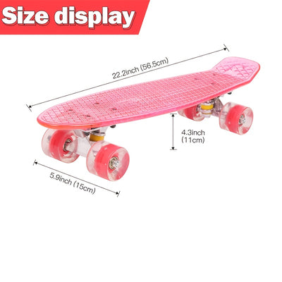 Beginner-Friendly Skateboard with Lightweight PP Material, Smooth Carbon Steel Bearings, 220.46LB Load Capacity – Perfect for Learning to Skate, Black Deck with Yellow Accents, Transparent Wheels for Easy Visibility
