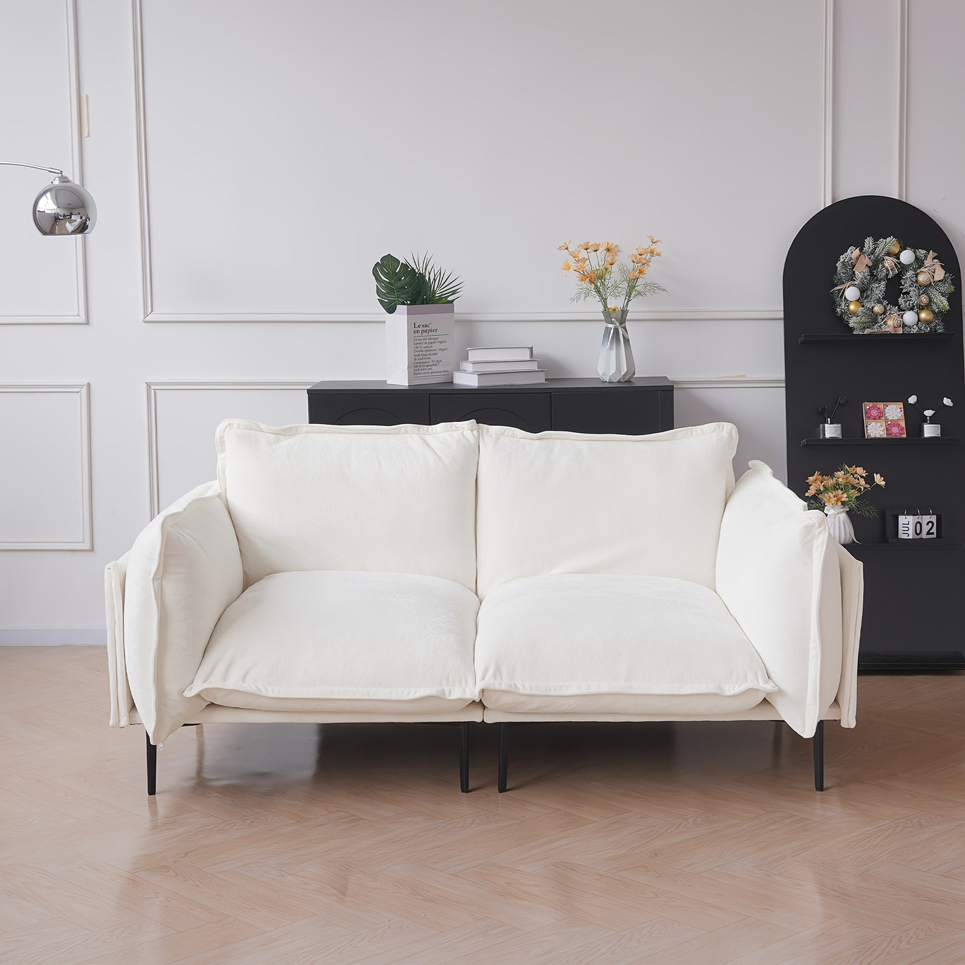 74" Modern Modular Loveseat Sofa - Space-Saving Sectional Couch with Deep Seat, Chenille Upholstery, Hardwood Frame, No Assembly Required, for Living Room, Apartment, Office - Orange Modern Furniture, Sectional Sofa for Livin
